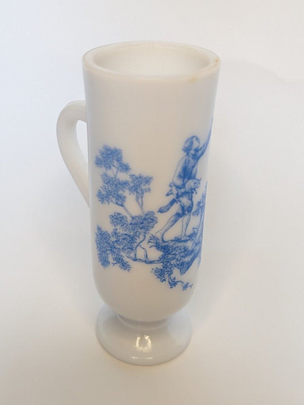 Vintage Avon Milk Glass White And Blue Pedestal Demitasse Cup Or Bud Vase